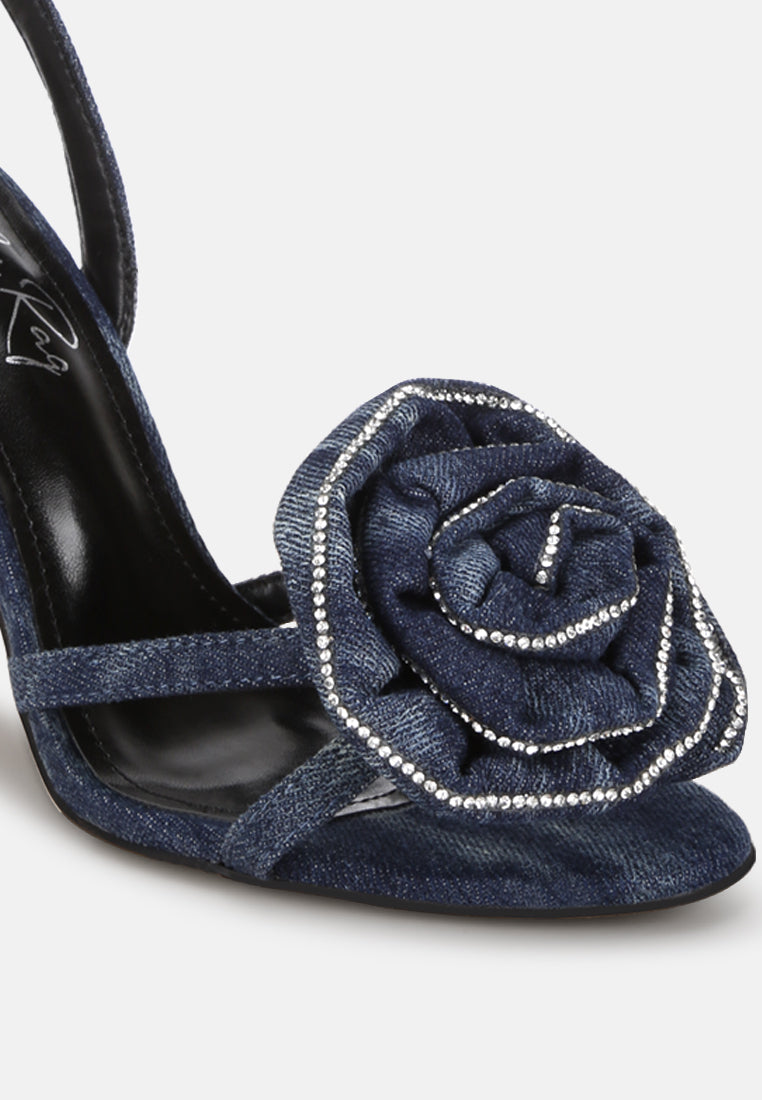 Candela Floral Rhinestone Accent Heel Sandals