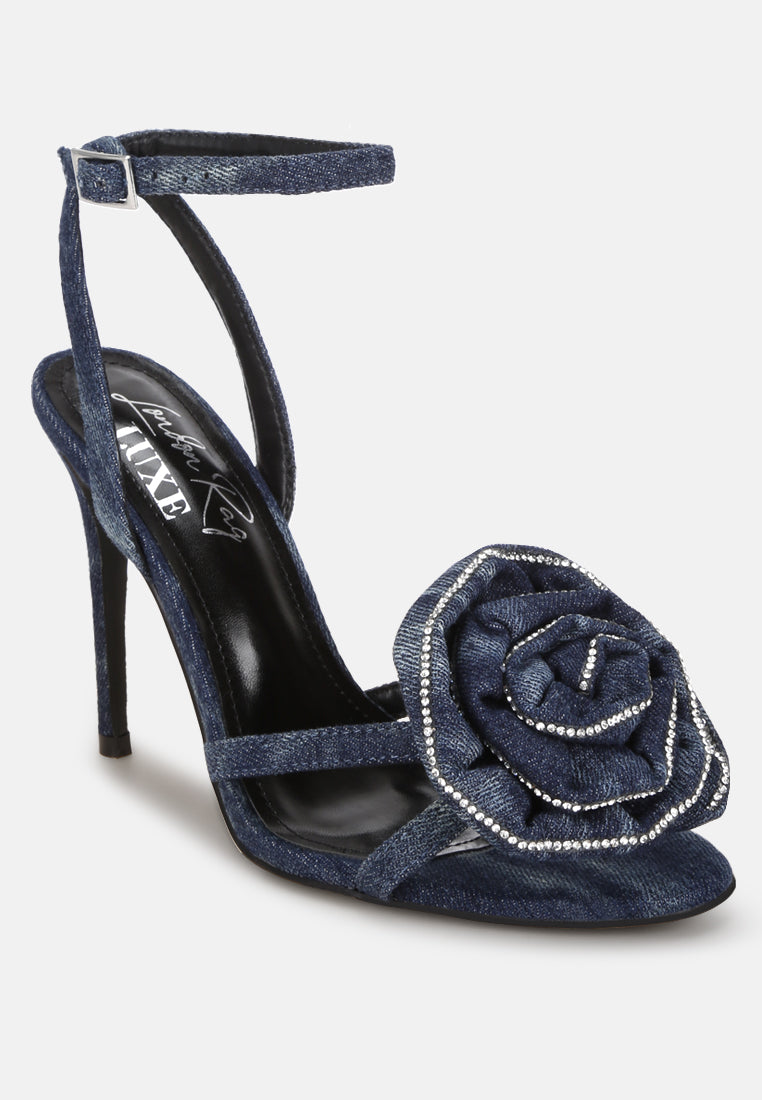 Candela Floral Rhinestone Accent Heel Sandals