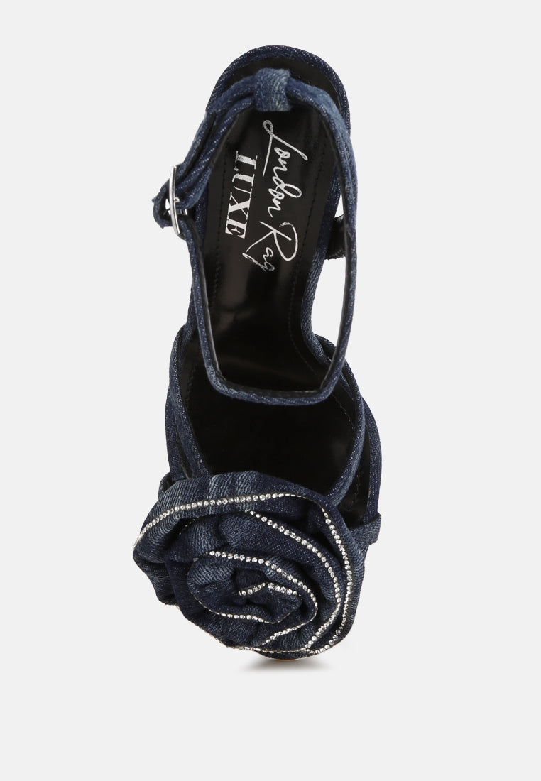 Candela Floral Rhinestone Accent Heel Sandals