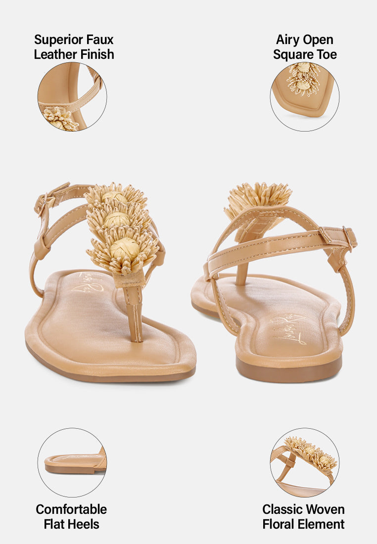 Salwa Floral Applique Thong Sandals