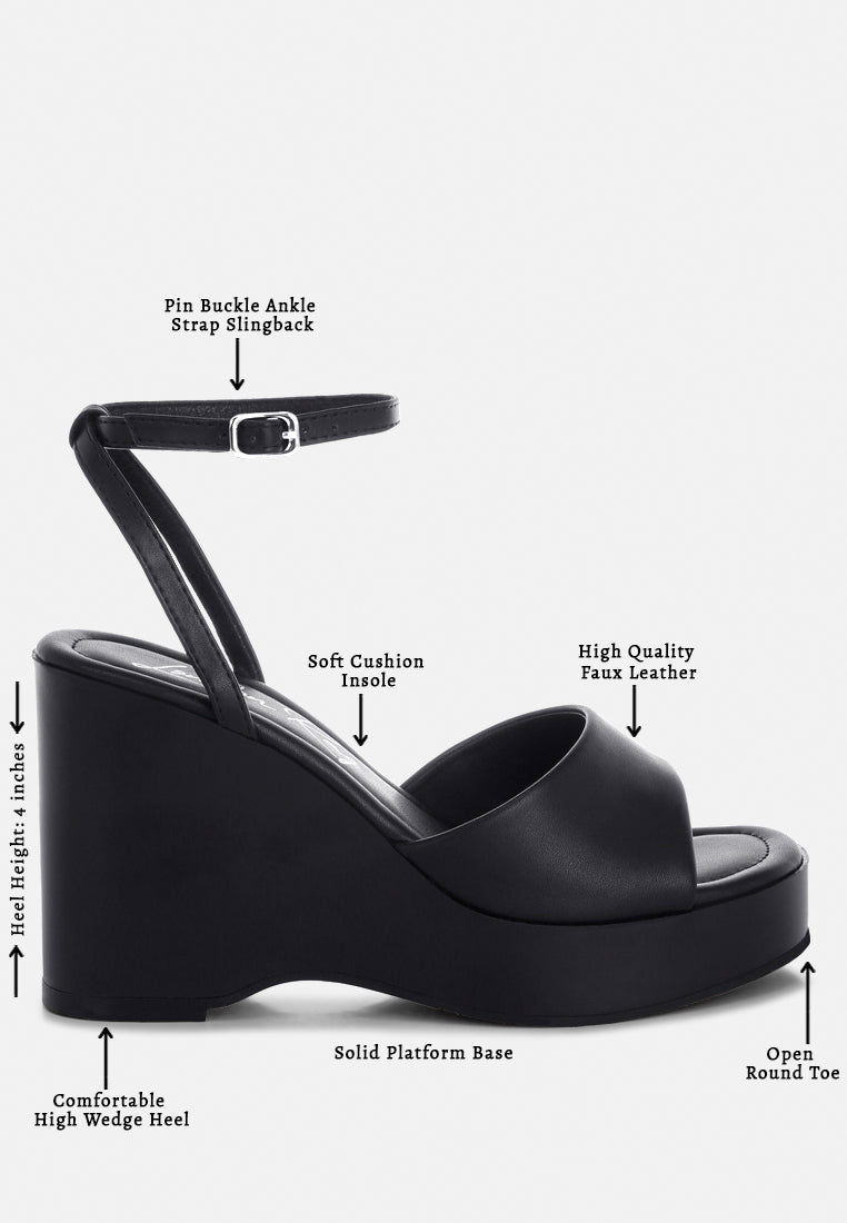 Sangria Solid Platform Faux Leather Wedges