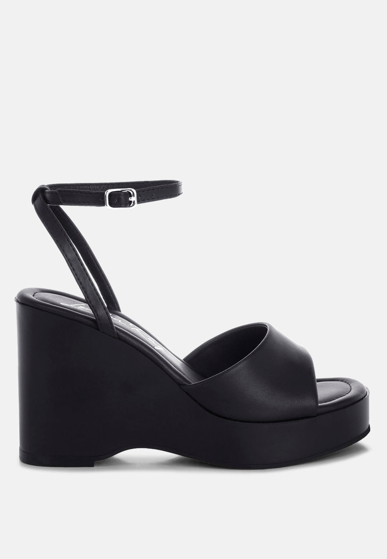 Sangria Solid Platform Faux Leather Wedges