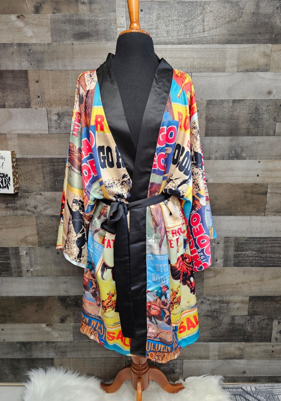 Vintage Rodeo Poster Women's Lounge Kimono Robe by Baha Ranch Western Wear