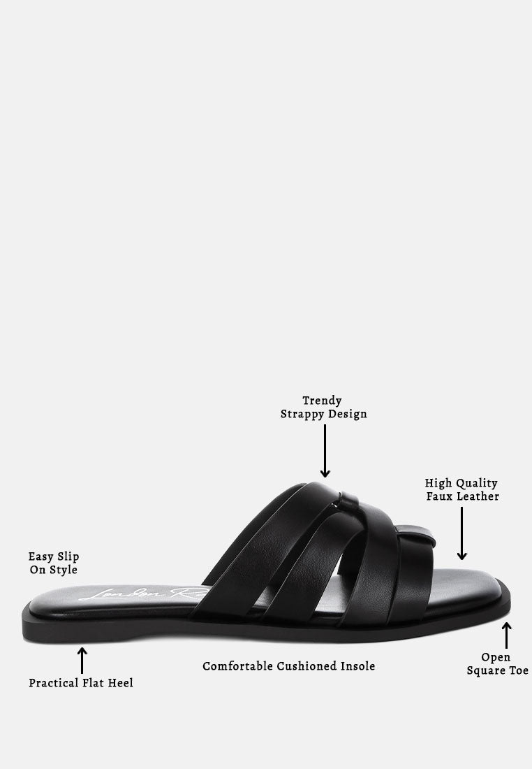Sebal Strappy Faux Leather Slip Ons