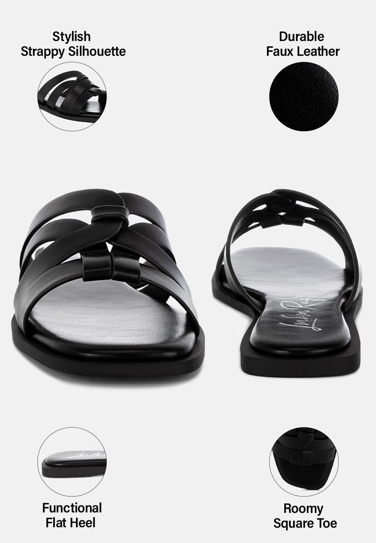 Sebal Strappy Faux Leather Slip Ons