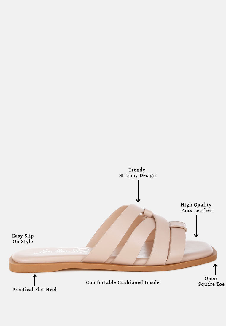 Sebal Strappy Faux Leather Slip Ons