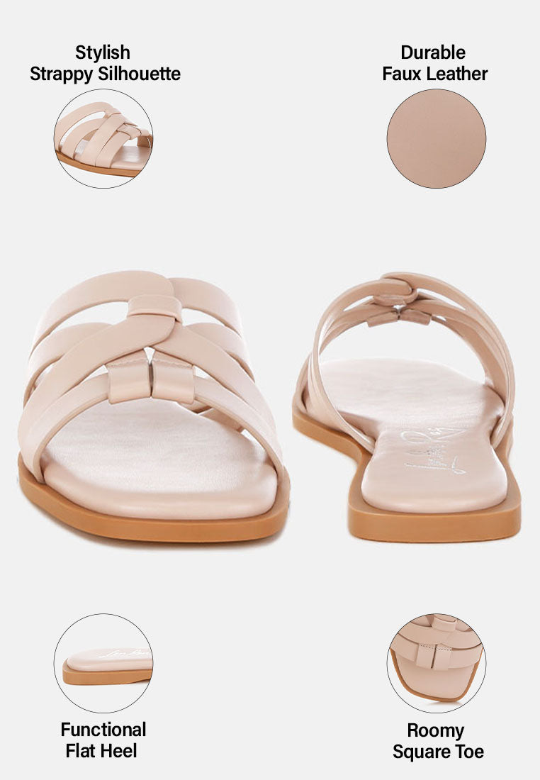 Sebal Strappy Faux Leather Slip Ons