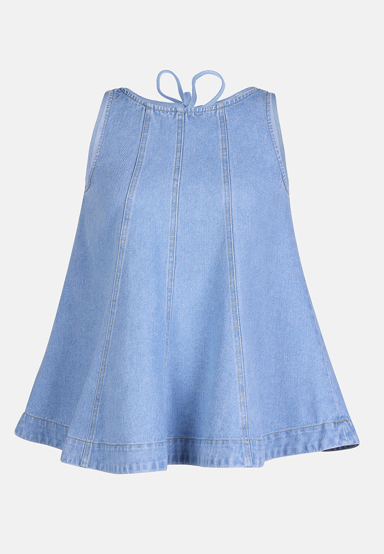 Sleeveless Denim Peplum Top