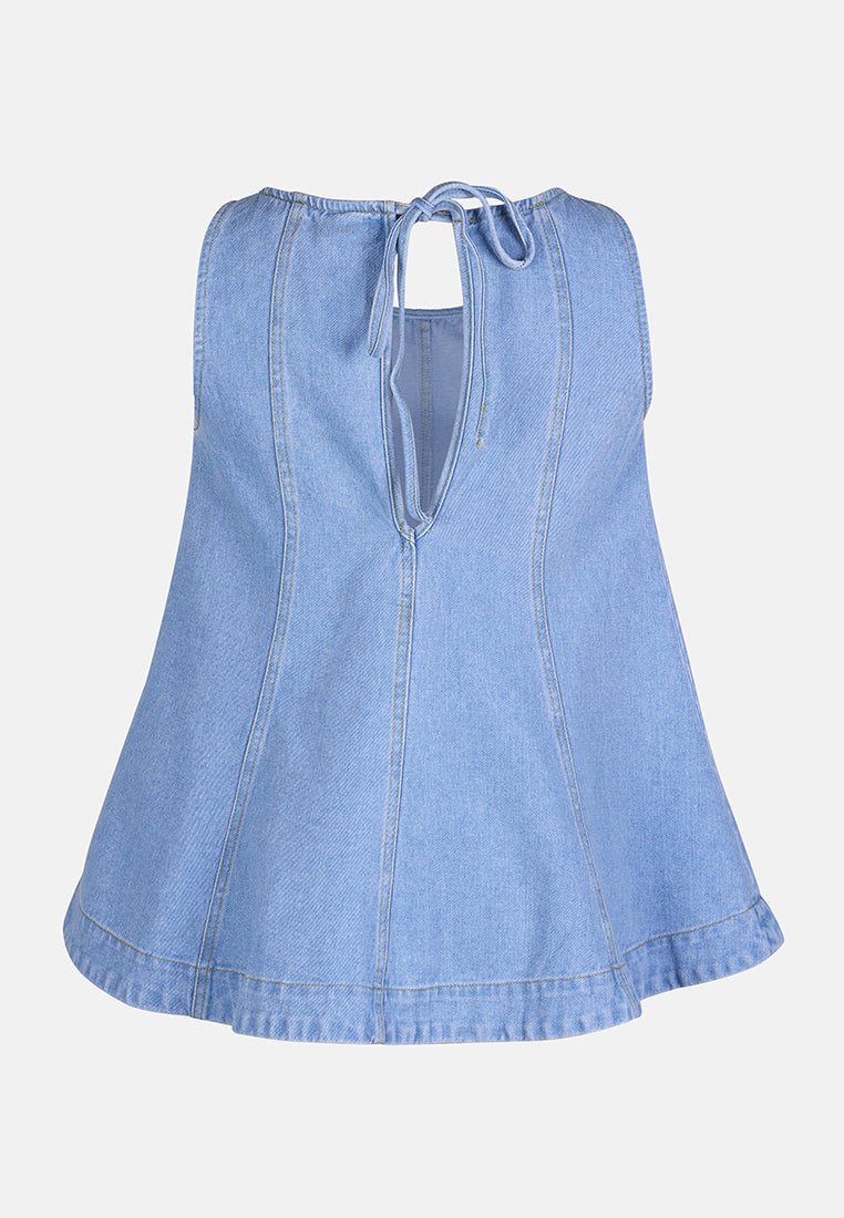 Sleeveless Denim Peplum Top