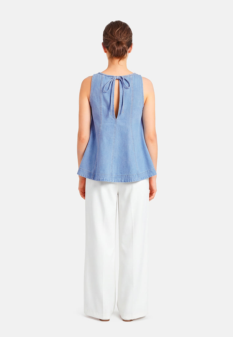 Sleeveless Denim Peplum Top