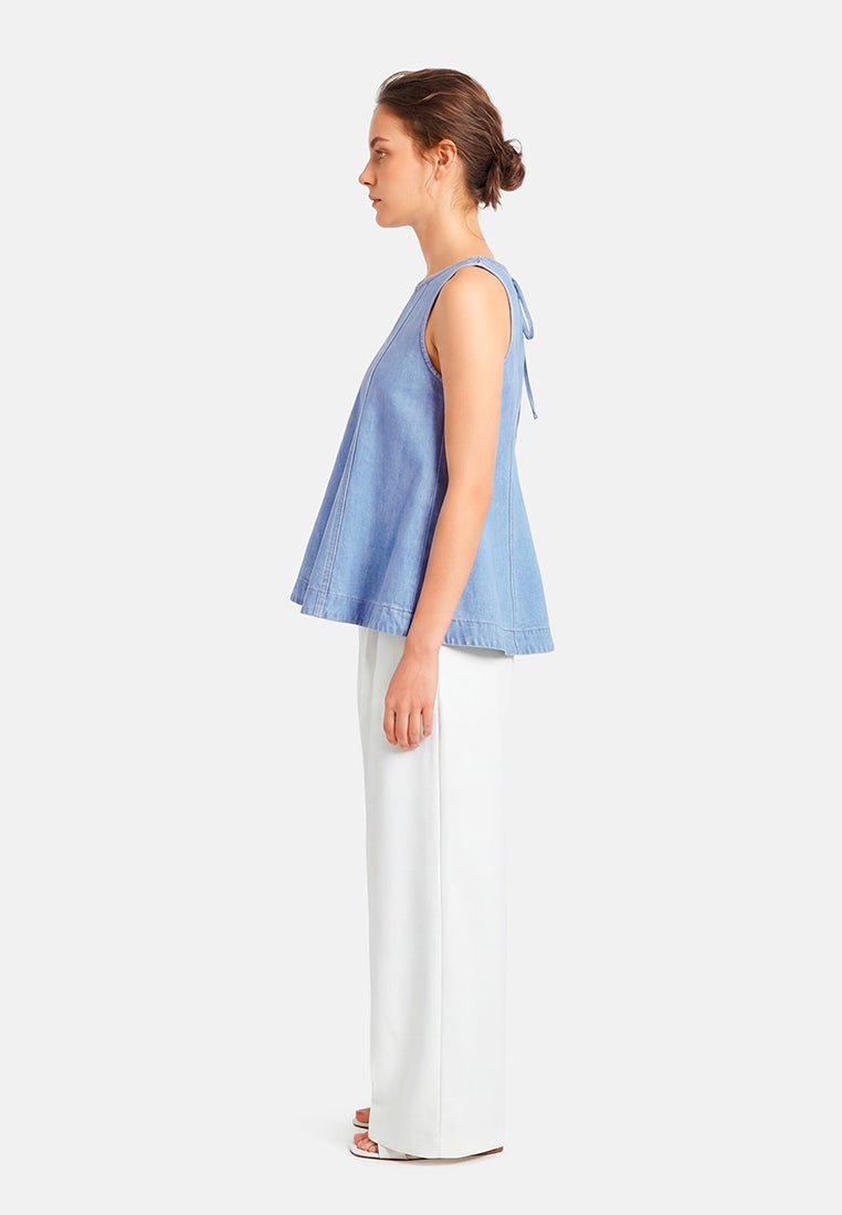 Sleeveless Denim Peplum Top