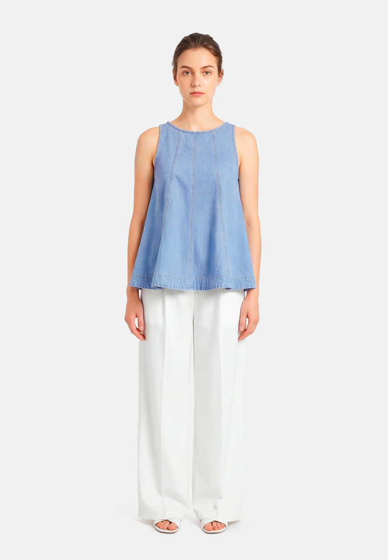 Sleeveless Denim Peplum Top