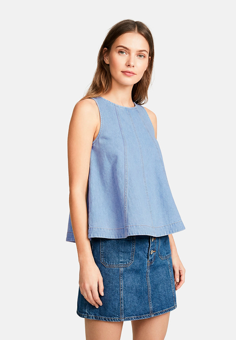 Sleeveless Denim Peplum Top