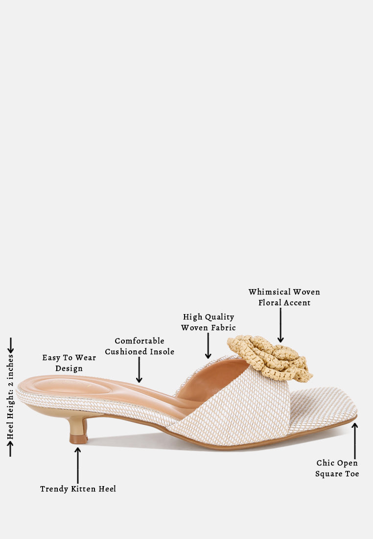 Sobhina Woven Floral Accent Kitten Heels