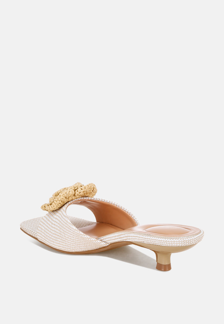 Sobhina Woven Floral Accent Kitten Heels