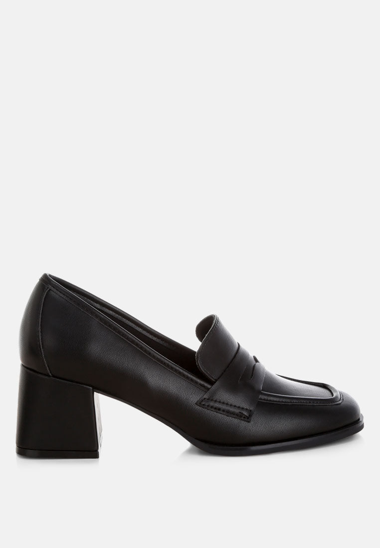 Sutapa Penny Strap Flared Block Heel Loafers