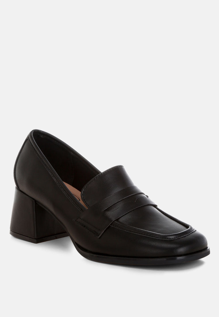 Sutapa Penny Strap Flared Block Heel Loafers