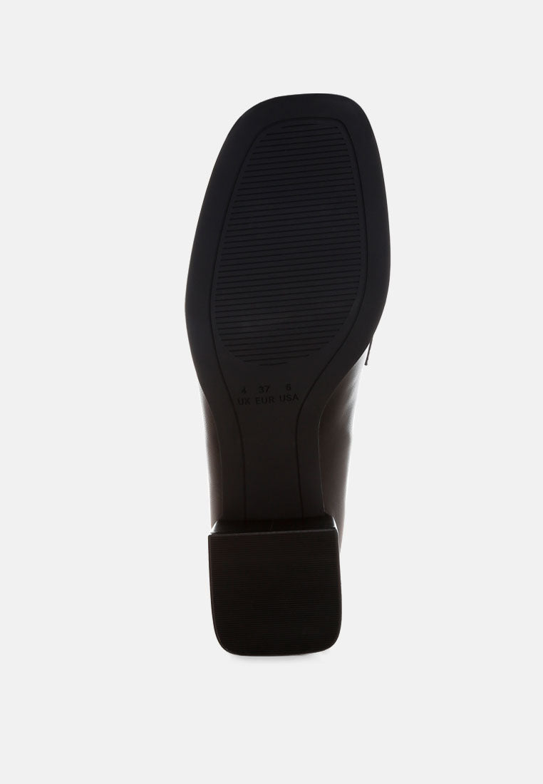 Sutapa Penny Strap Flared Block Heel Loafers