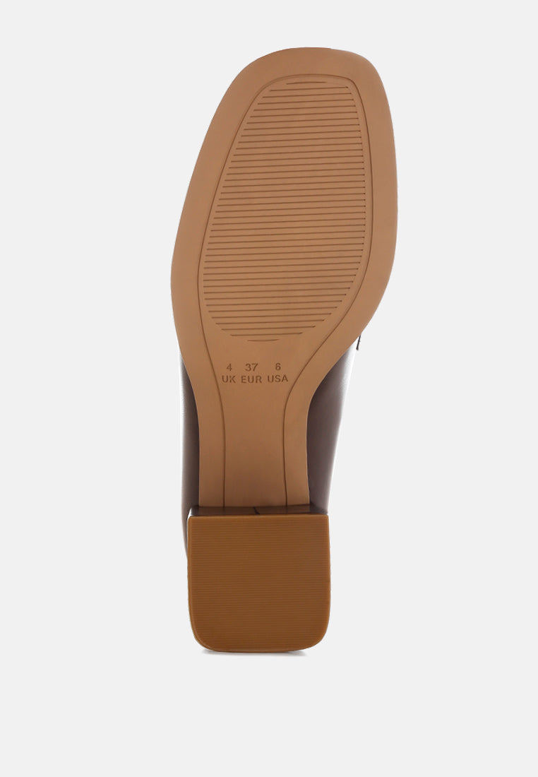 Sutapa Penny Strap Flared Block Heel Loafers