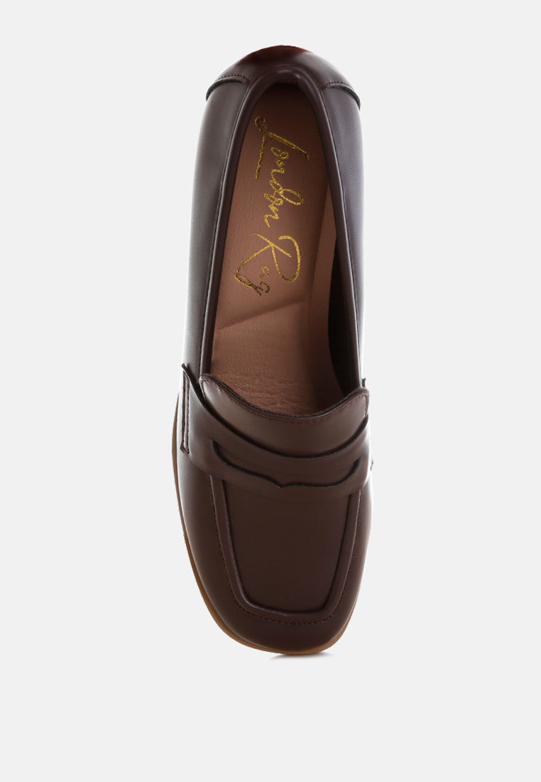 Sutapa Penny Strap Flared Block Heel Loafers