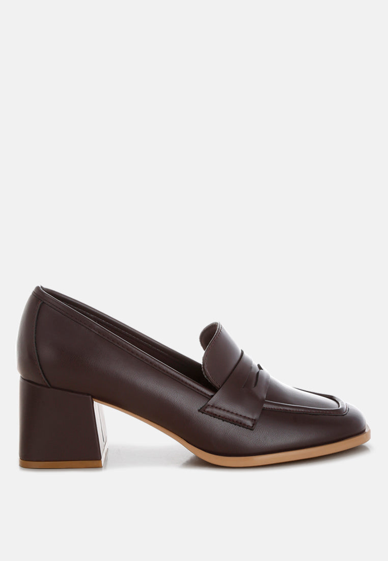 Sutapa Penny Strap Flared Block Heel Loafers