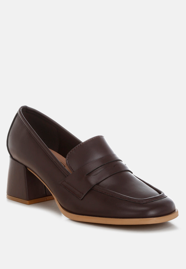 Sutapa Penny Strap Flared Block Heel Loafers