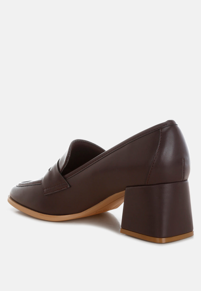 Sutapa Penny Strap Flared Block Heel Loafers