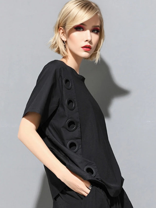 Tokiko O-Neck Short Sleeve Shirt by Marigold Shadows