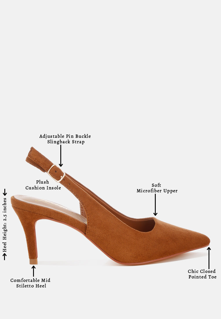 Theobs Soft Microfiber Pointed Toe Slingbacks