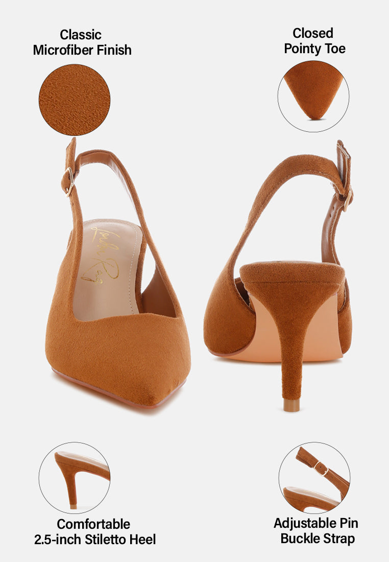 Theobs Soft Microfiber Pointed Toe Slingbacks