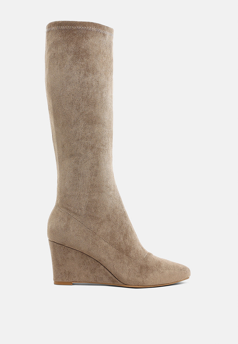 Microfiber Wedge Heel Boots by MODE