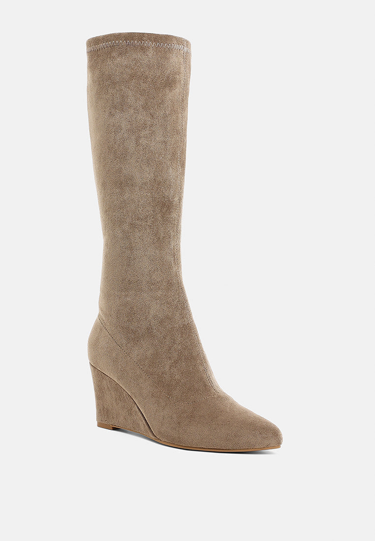 Microfiber Wedge Heel Boots by MODE