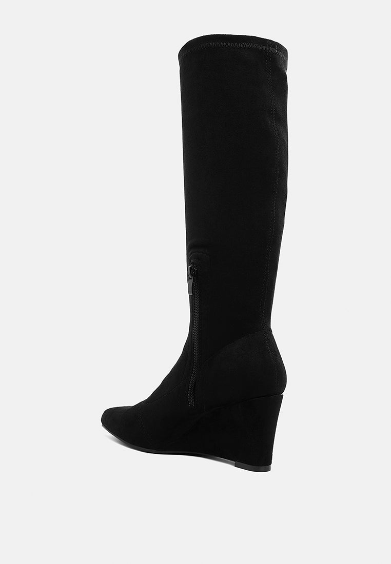 Microfiber Wedge Heel Boots by MODE