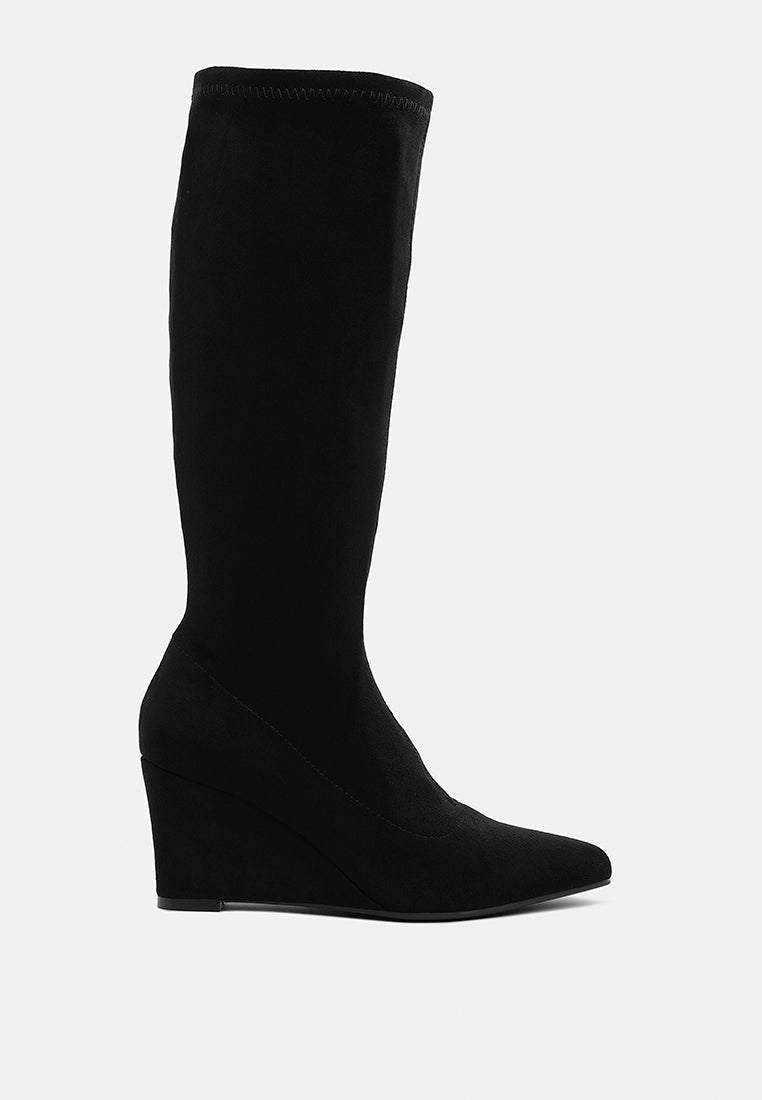 Microfiber Wedge Heel Boots by MODE