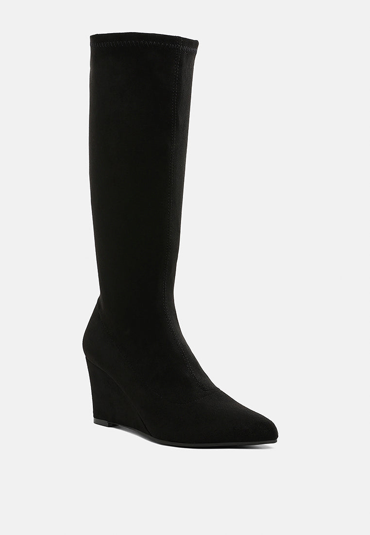 Microfiber Wedge Heel Boots by MODE