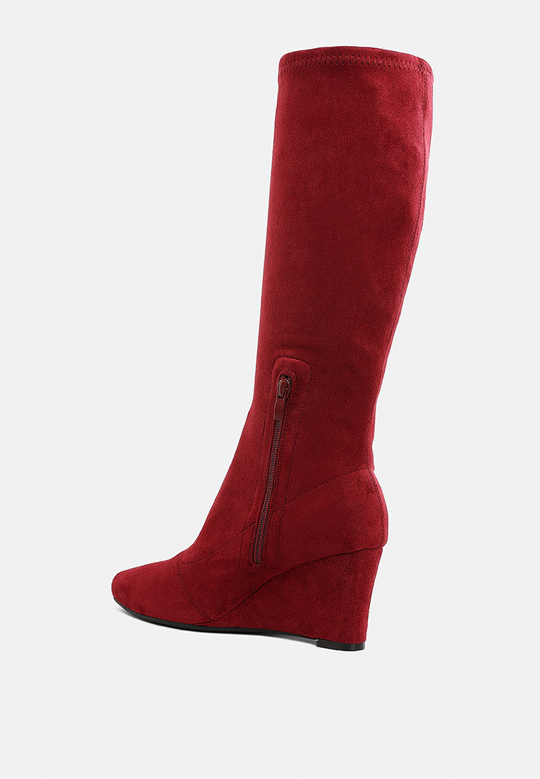 Microfiber Wedge Heel Boots by MODE