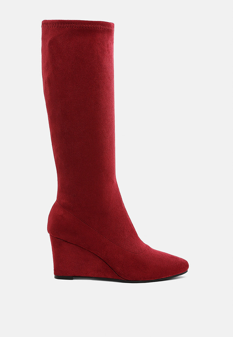 Microfiber Wedge Heel Boots by MODE