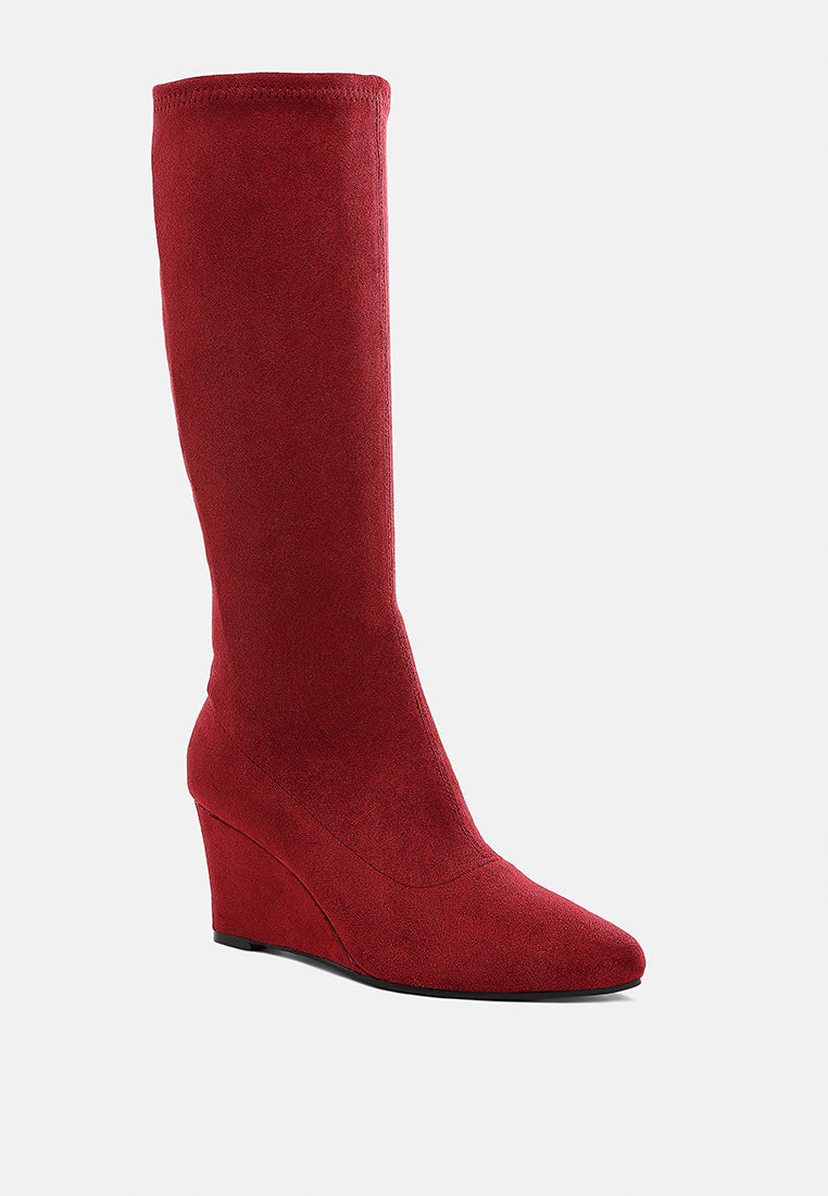 Microfiber Wedge Heel Boots by MODE