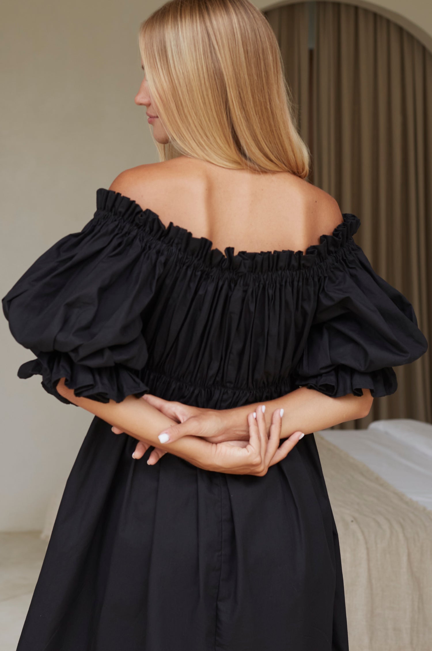 Vacay Off Shoulder Cotton Mini Dress by Bali ELF