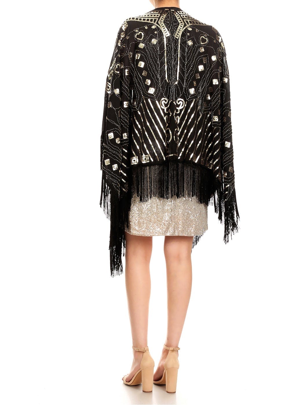 Anna-Kaci Womens Oversize Hand Beaded Fringed Sequin Evening Shawl Wrap by Anna-Kaci