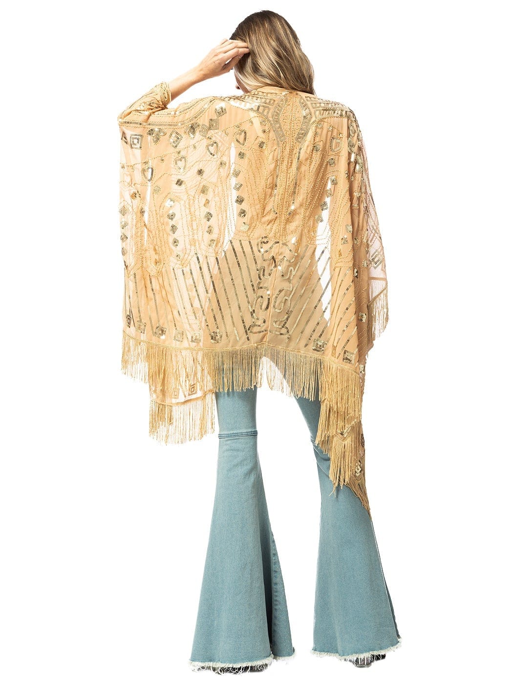 Anna-Kaci Womens Oversize Hand Beaded Fringed Sequin Evening Shawl Wrap by Anna-Kaci