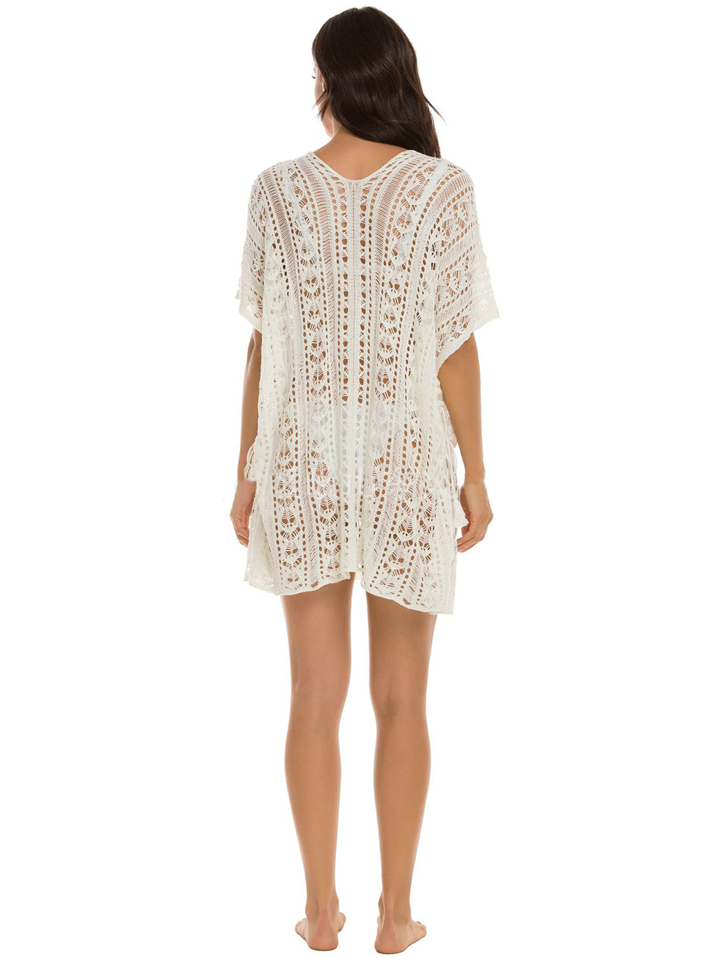 Anna-Kaci Women's White Crochet Cover Up Bathing Suit 3/4 Sleeve Tassel Dress Beach Wear by Anna-Kaci