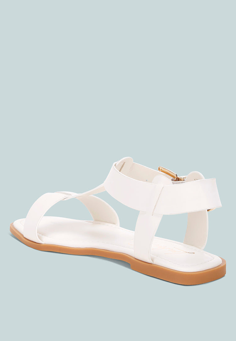 Yumal Buckled Square Toe Flat Sandals