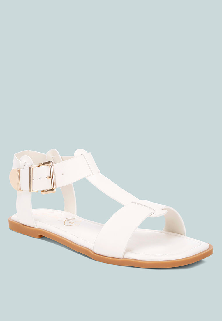 Yumal Buckled Square Toe Flat Sandals