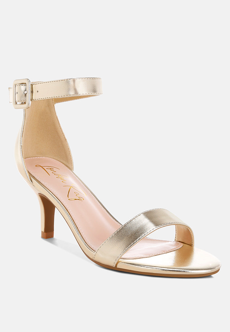 Yuti Glossy Kitten Heel Sandals