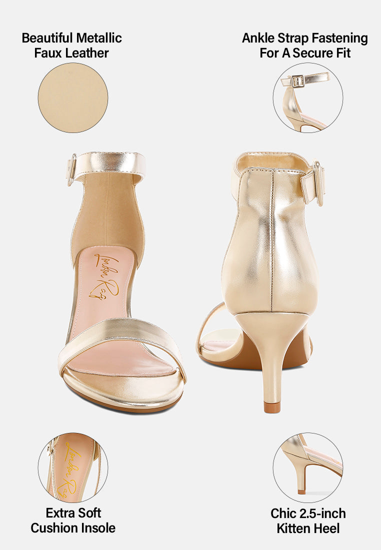 Yuti Glossy Kitten Heel Sandals