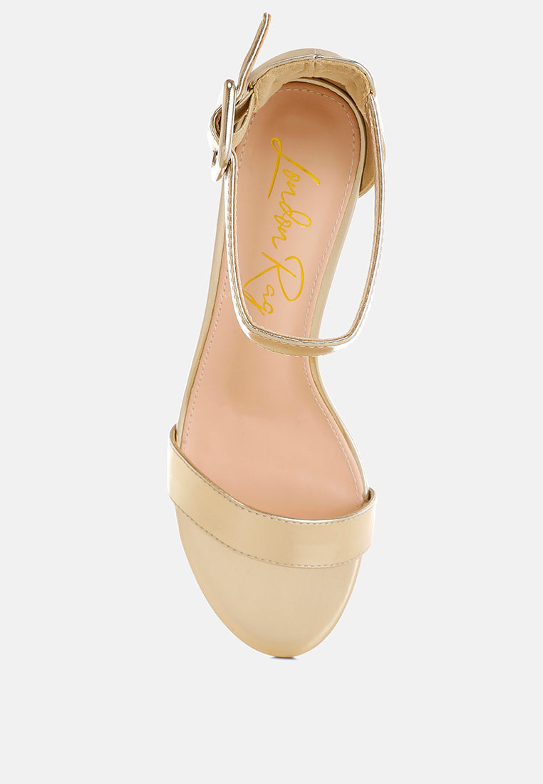 Yuti Glossy Kitten Heel Sandals