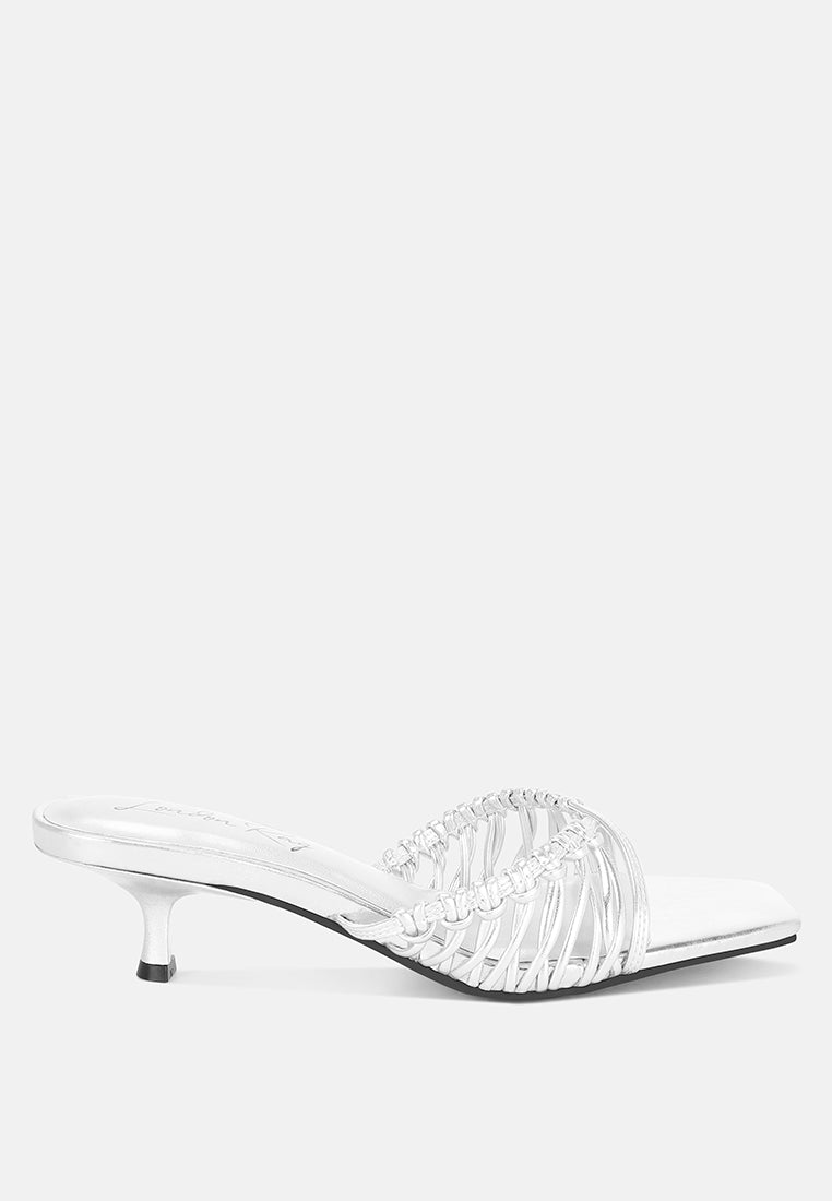 Zeldara Braided Strappy Kitten Heels