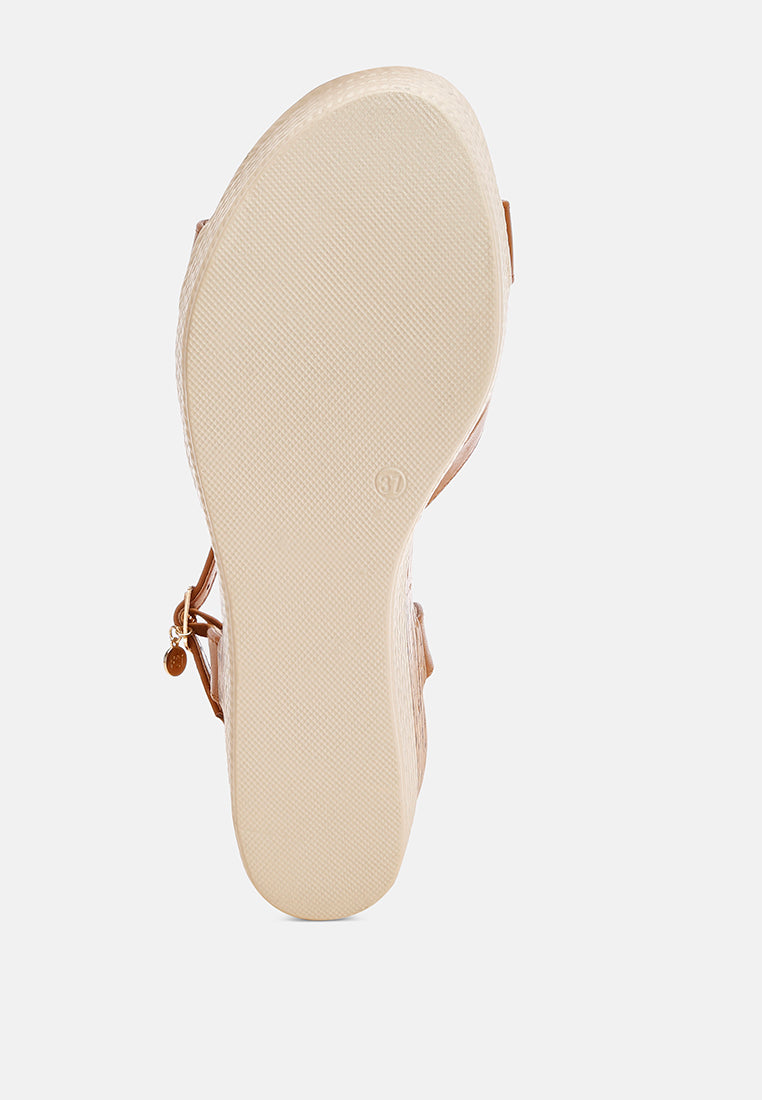 Zinny Buckle Strap Contrast Heel Wedges