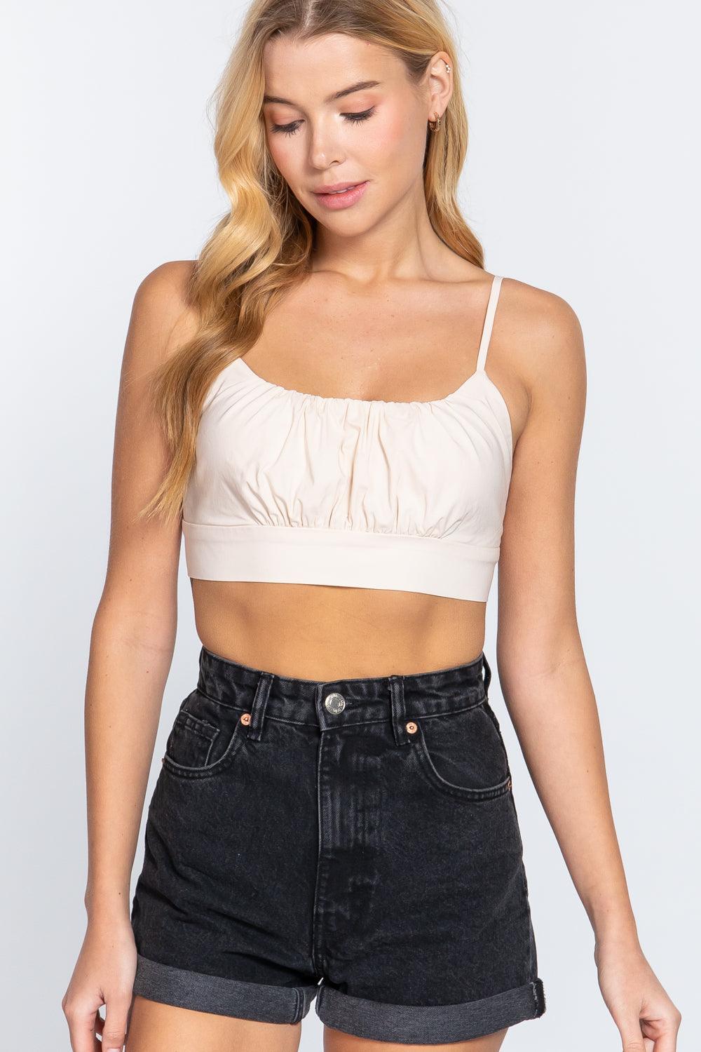 Back Ribbon Tie Cami Crop Top by VYSN